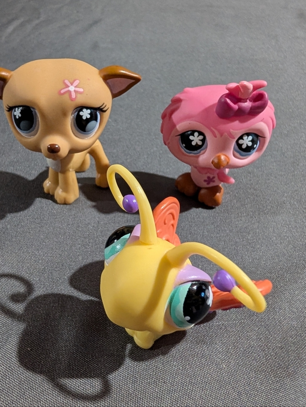 Littlest Pet Shop LPS Cuddliest Trio Pet Set # 496 497 498 Grey Magnets